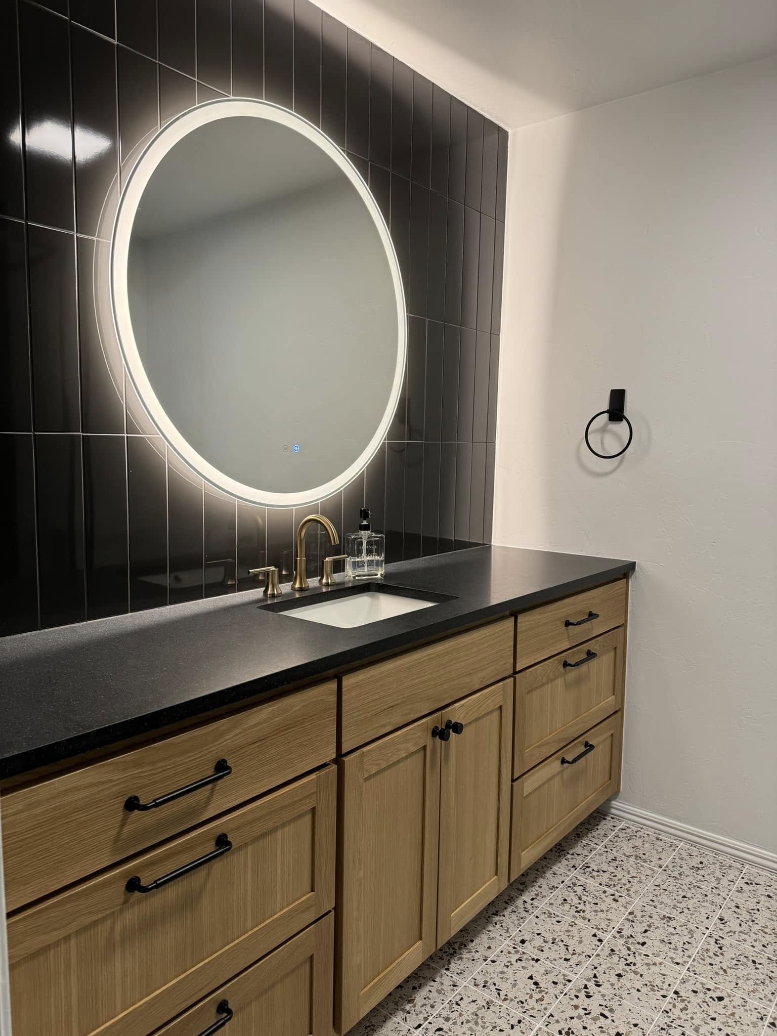 Backlit bathroom mirror